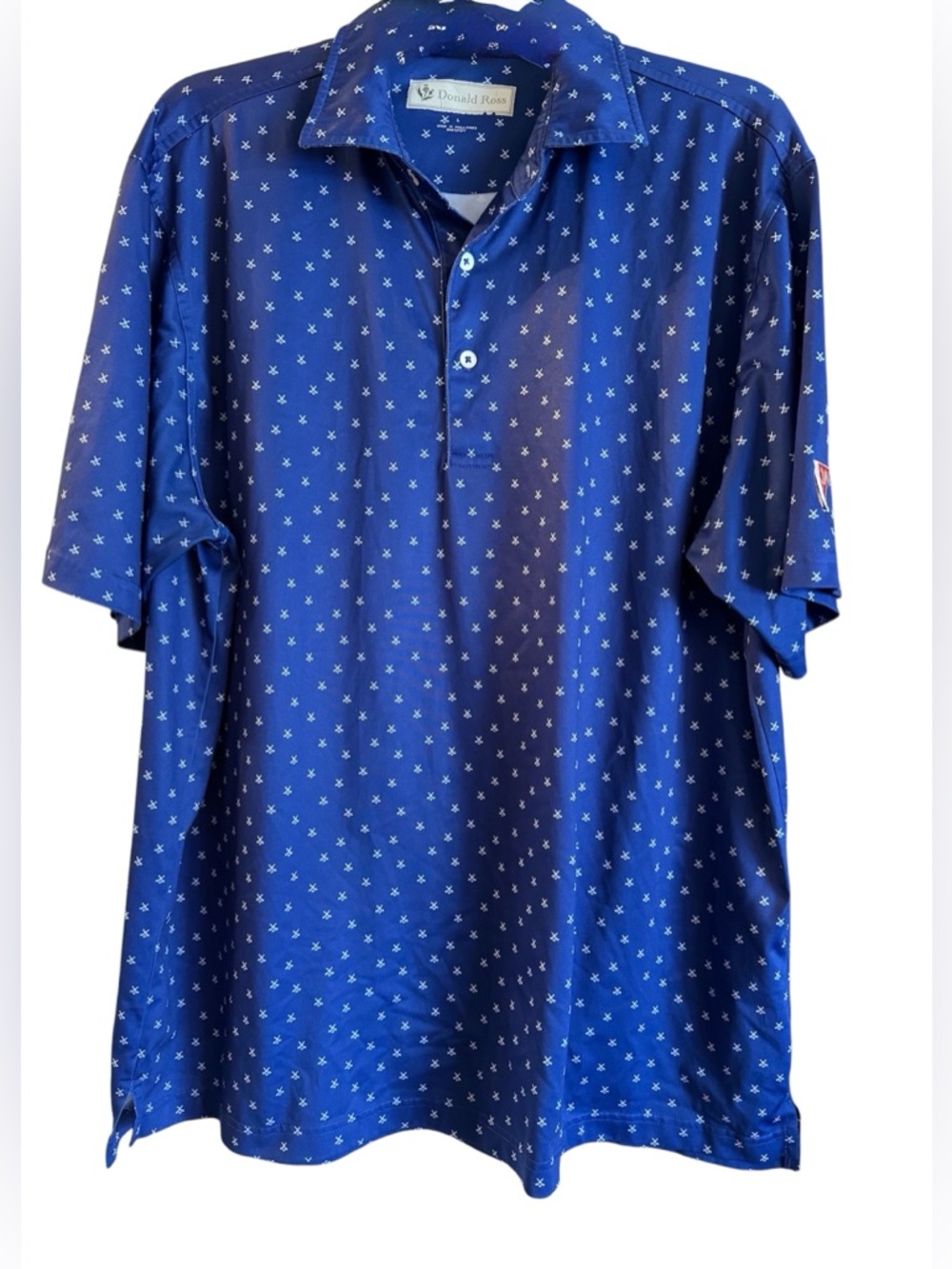 Donald Ross Men's Blue Patterned Polo Shirt